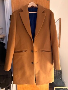 Men's Camel Wool Blend Single-Breasted Overcoat Bonobos